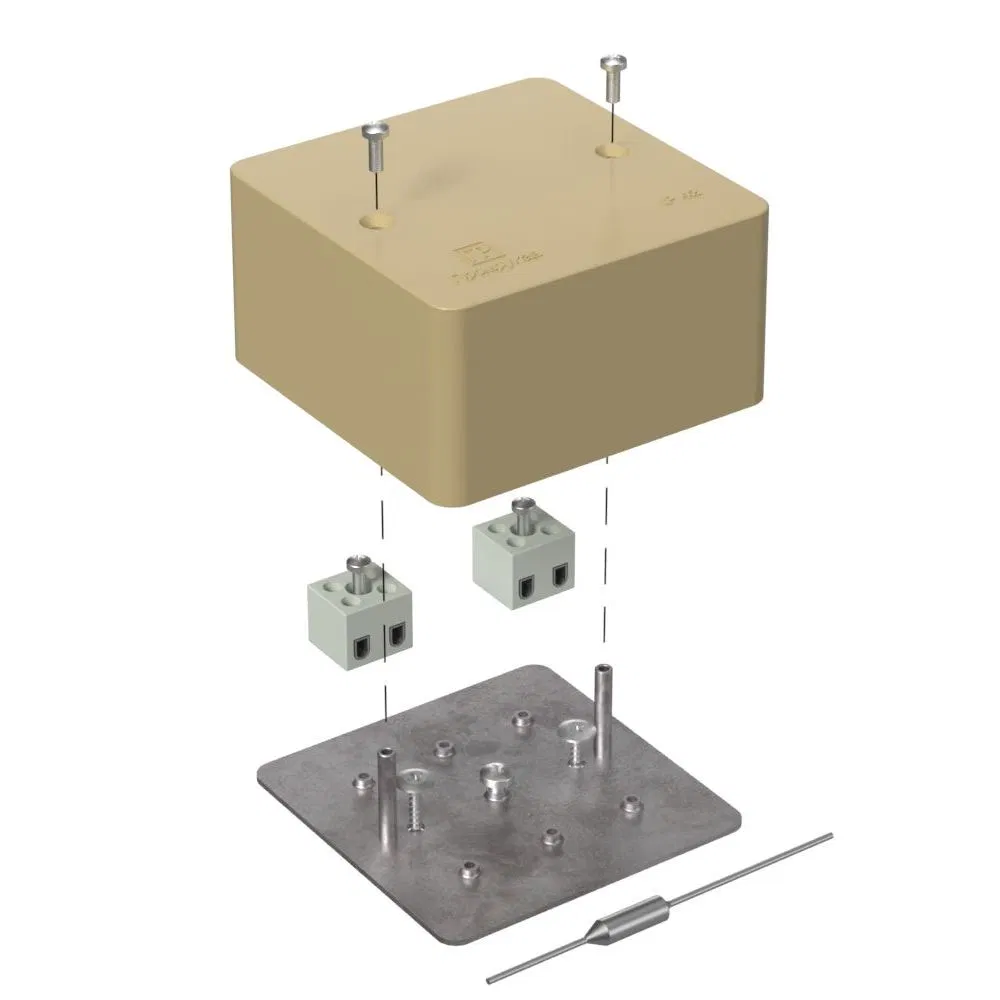 Fire-resistant box for cable duct 40-0460-FR2.5-4-P E15-E120 with thermal fuse RAL1001 85x85x45 (44 pcs/box) Promrukav 40-0460-1001-FR2.5-4-P