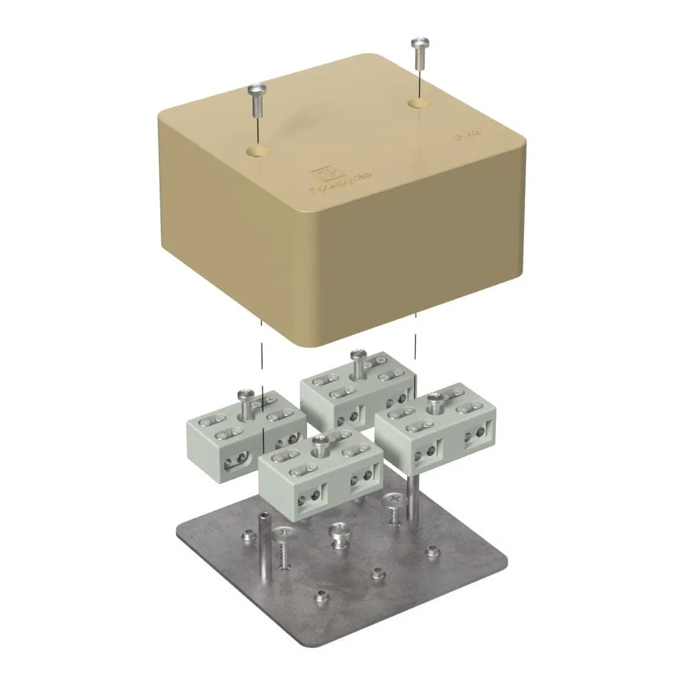 Fire-resistant junction box for cable duct 40-0460-FR6.0-4-8-P E15-E60 RAL1001 85x85x45 (44 pcs/box) Promrukav 40-0460-1001-FR6.0-4-8-P