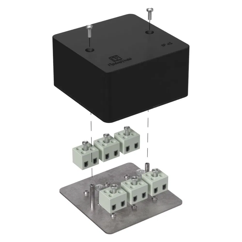 Fire-resistant box for cable duct 40-0460-FR2.5-12 E15-E120 RAL9005 85x85x45 (44 pcs/box) Promrukav 40-0460-9005-FR2.5-12