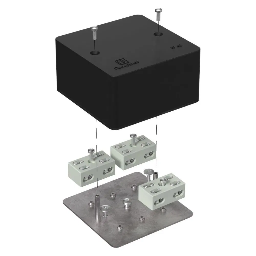 Fire-resistant junction box for cable duct 40-0460-FR6.0-4-6-P E15-E60 RAL9005 85x85x45 (44 pcs/box) Promrukav 40-0460-9005-FR6.0-4-6-P