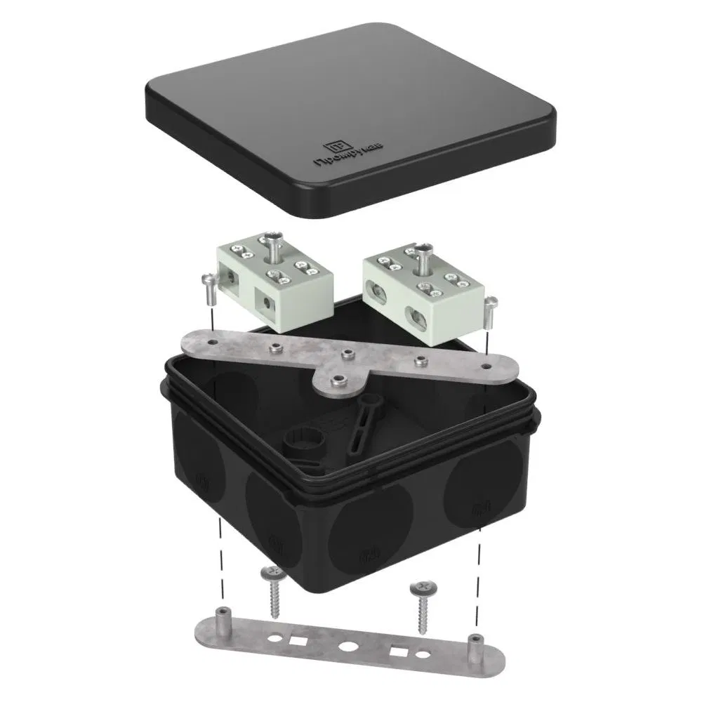 Fire-resistant junction box for two-component cable installation 60-0210-FR6.0-4-4-P E15-E60 RAL9005 80x80x40 (44 pcs/box) Promrukav 60-0210-9005-FR6.0-4-4-P
