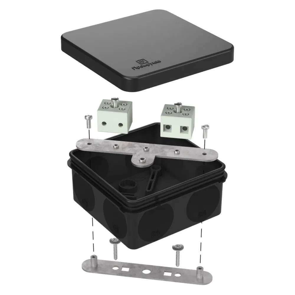 Коробка огнестойкая для о/п двухкомпонентная 60-0210-FR6.0-4 Е15-Е120 RAL9005 80х80х40 (44 шт/кор) Промрукав 60-0210-9005-FR6.0-4