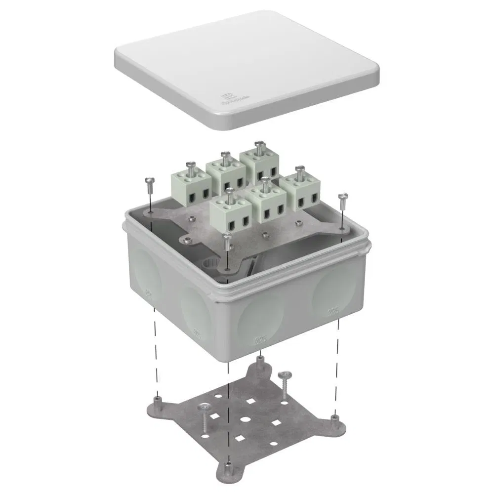 Коробка огнестойкая для о/п двухкомпонентная 60-0300-FR2.5-12 Е15-Е120 RAL7035 100х100х50 (14 шт/кор) Промрукав 60-0300-7035-FR2.5-12