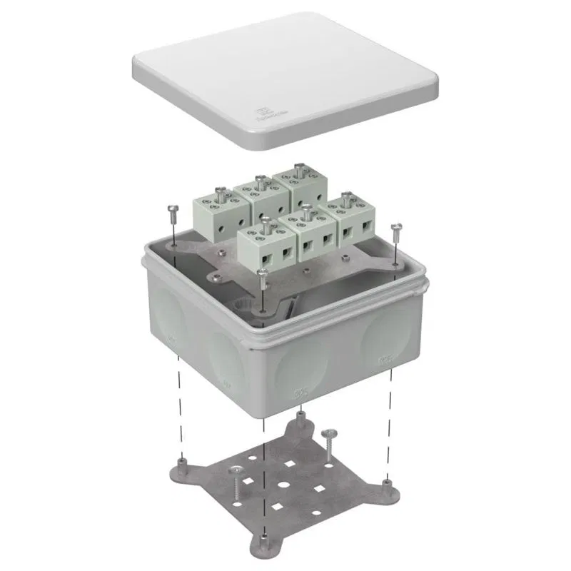 Fireproof box OP 100x100x50 60-0300-FR6.0-12 E15-E120 RAL7035 Promrukav 660-0300-7035-FR6.0-12