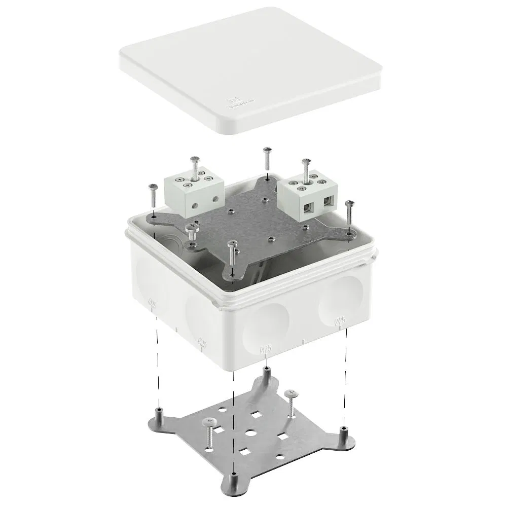 双组分防火接线盒 60-0300-FR10.0-4 E15-E120 RAL9003 100x100x50 (14 шт/уп) Промрукав 60-0300-9003-FR10.0-4