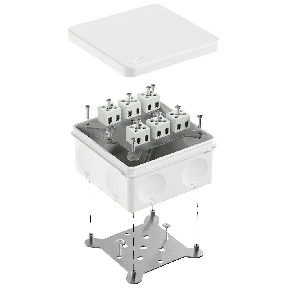 Коробка огнестойкая для о/п двухкомпонентная 60-0300-FR2.5-12 Е15-Е120 RAL9003 100х100х50 (14 шт/уп) Промрукав 60-0300-9003-FR2.5-12