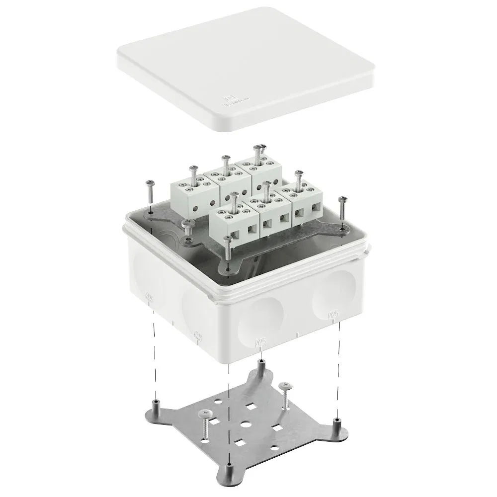 双组分型防火接线盒 60-0300-FR6.0-12 E15-E120 RAL9003 100x100x50 (14 шт/уп) Промрукав 60-0300-9003-FR6.0-12
