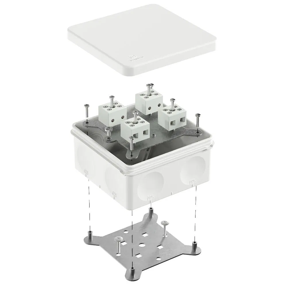 Коробка огнестойкая для о/п двухкомпонентная 60-0300-FR6.0-8 Е15-Е120 RAL9003 100х100х50 (14 шт/уп) Промрукав 60-0300-9003-FR6.0-8