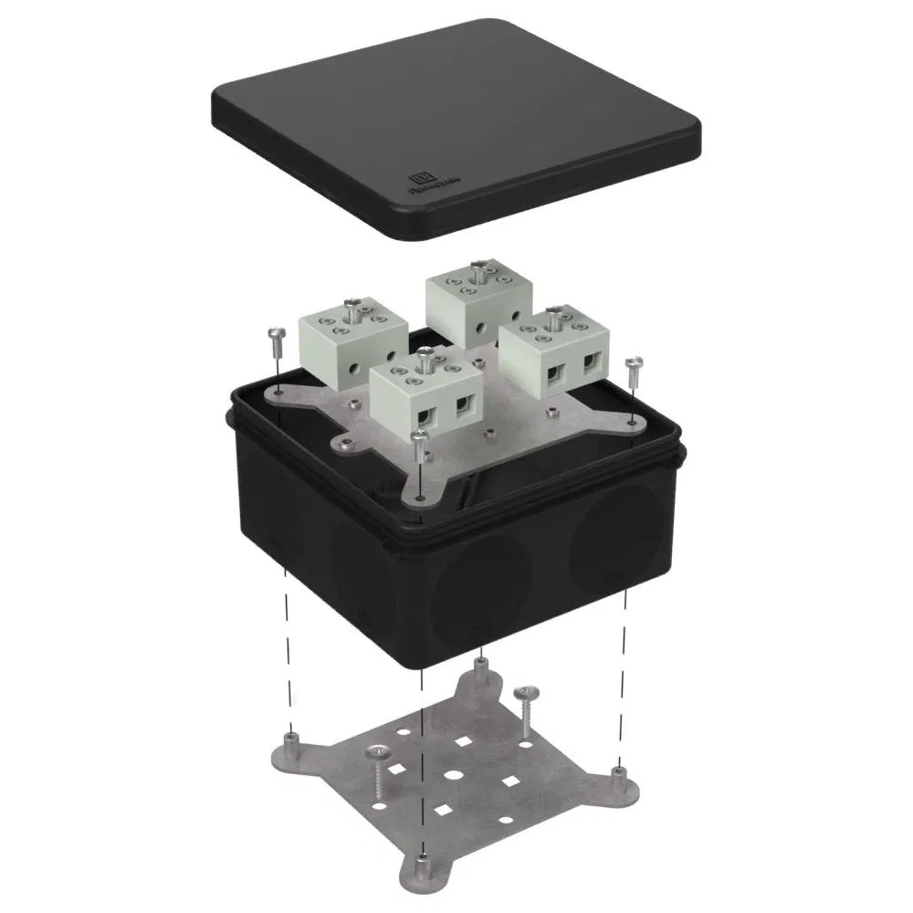 Fire-resistant junction box for two-component sleeve 60-0300-FR10.0-8 E15-E120 RAL9005 100x100x50 (14 pcs/box) Promrukav 60-0300-9005-FR10.0-8