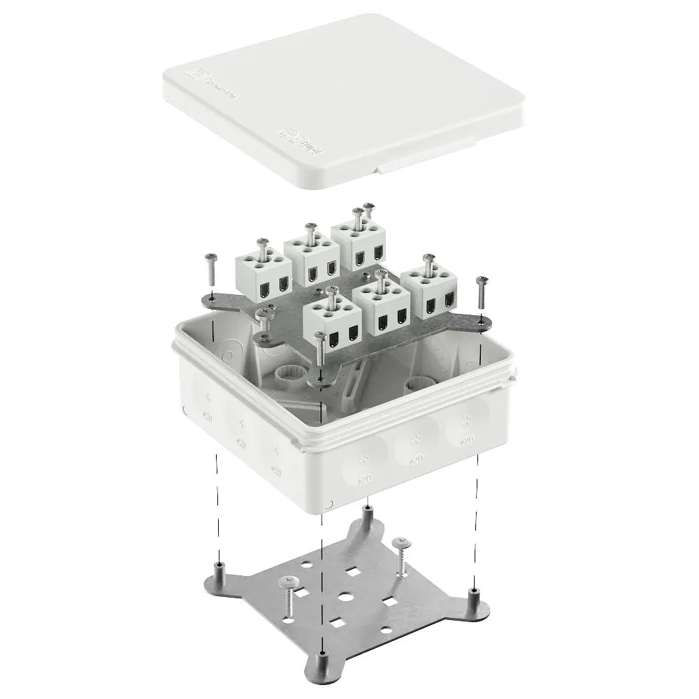 Fireproof box for two-component junction box 60-0303-FR2.5-12 E15-E120 RAL9003 100x100x40 (16 pcs/box) Promrukav 60-0303-9003-FR2.5-12