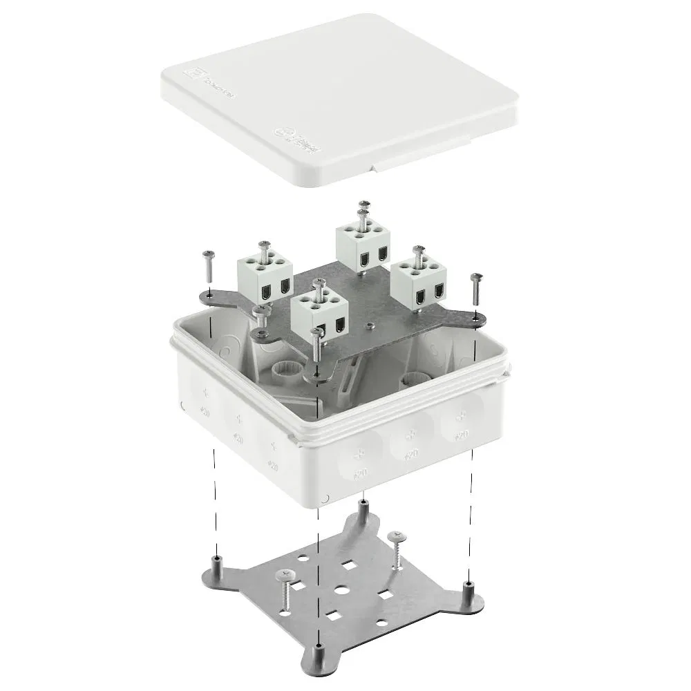 Коробка огнестойкая для о/п двухкомпонентная 60-0303-FR2.5-8 Е15-Е120 RAL9003 100х100х40 (16 шт/кор) Промрукав 60-0303-9003-FR2.5-8