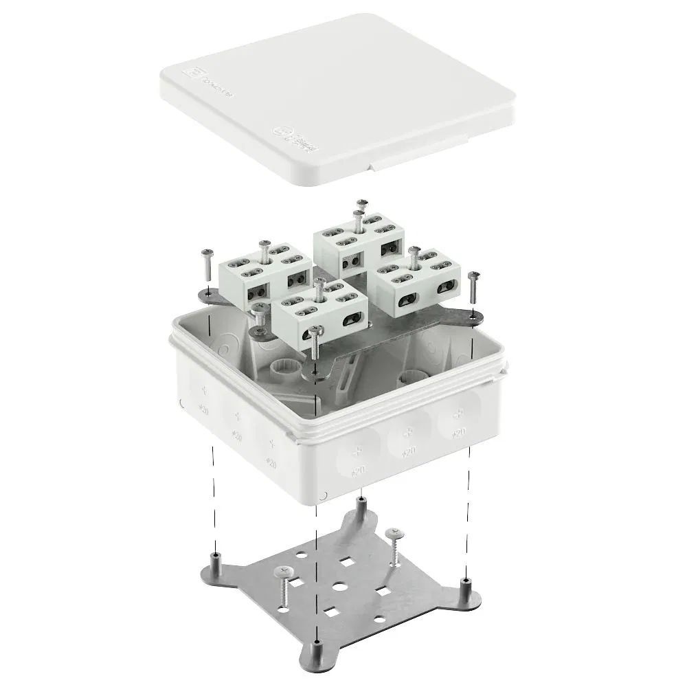 Fire-resistant junction box for two-component cable protection 60-0303-FR6.0-4-8-P E15-E60 RAL9003 100x100x40 (16 pcs/box) Promrukav 60-0303-9003-FR6.0-4-8-P