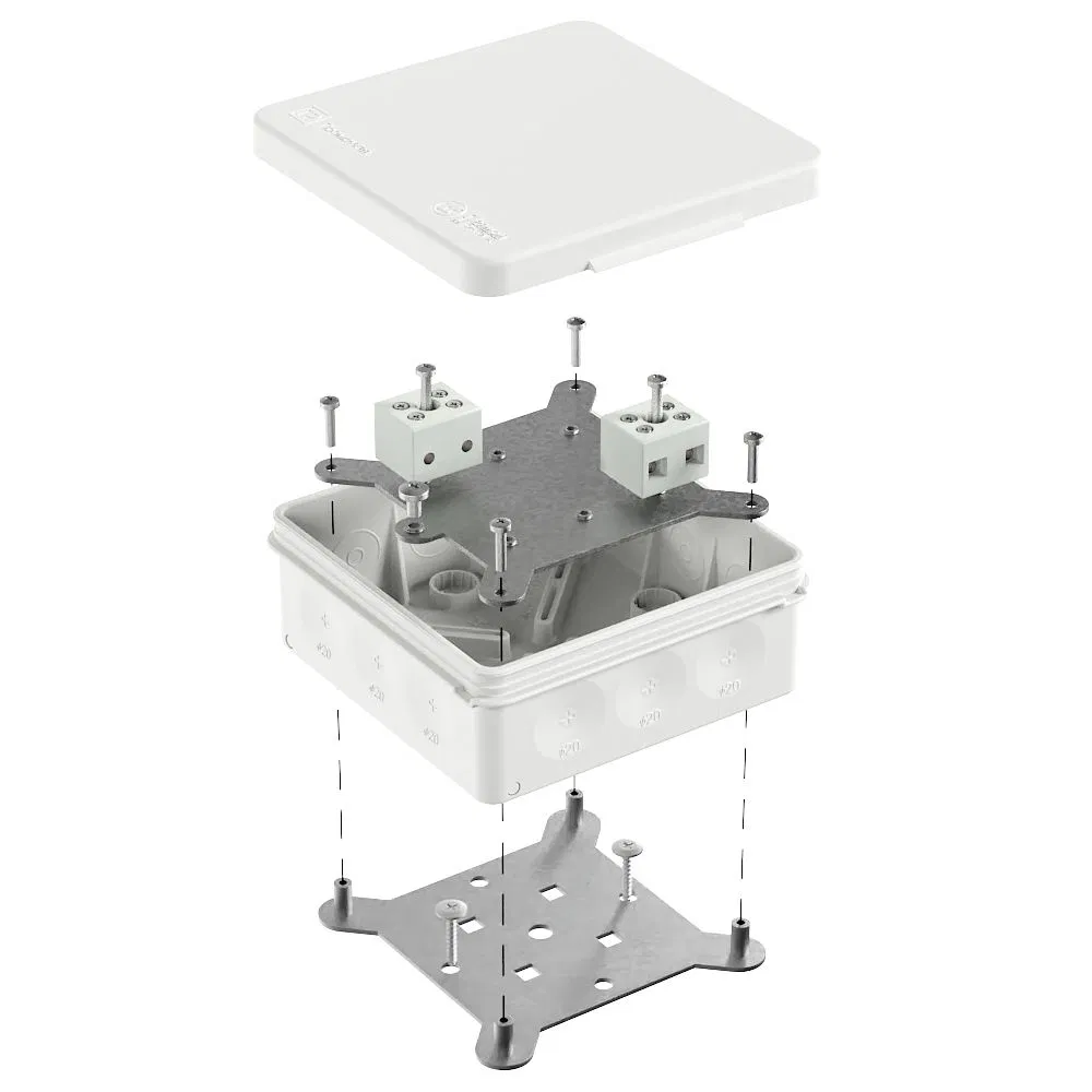 Коробка огнестойкая для о/п двухкомпонентная 60-0303-FR6.0-4 Е15-Е120 RAL9003 100х100х40 (16 шт/кор) Промрукав 60-0303-9003-FR6.0-4