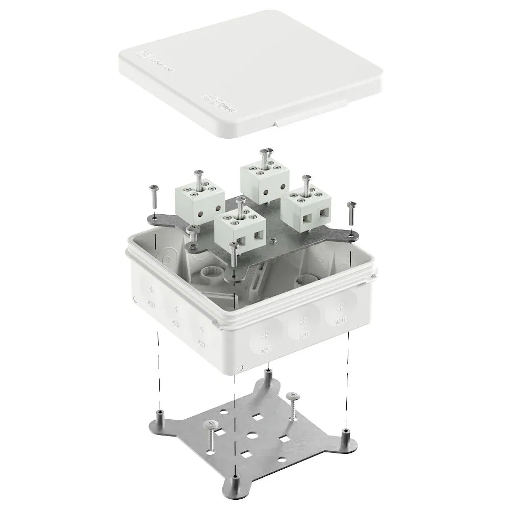 Коробка огнестойкая для о/п двухкомпонентная 60-0303-FR6.0-8 Е15-Е120 RAL9003 100х100х40 (16 шт/кор) Промрукав 60-0303-9003-FR6.0-8