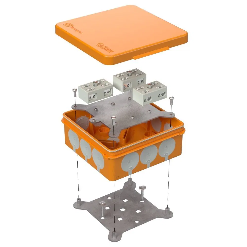 Fire-resistant junction box for two-component cable lines 60-0303-FR6.0-4-6-P E15-E60 RAL2003 100x100x40 (16 pcs/box) Промрукав