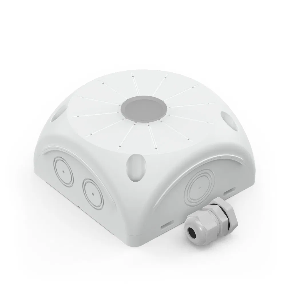 Two-component halogen-free (HF) white distribution box 60-0500-9003-КВ for video cameras 100x100x50 with cable entry Промрукав