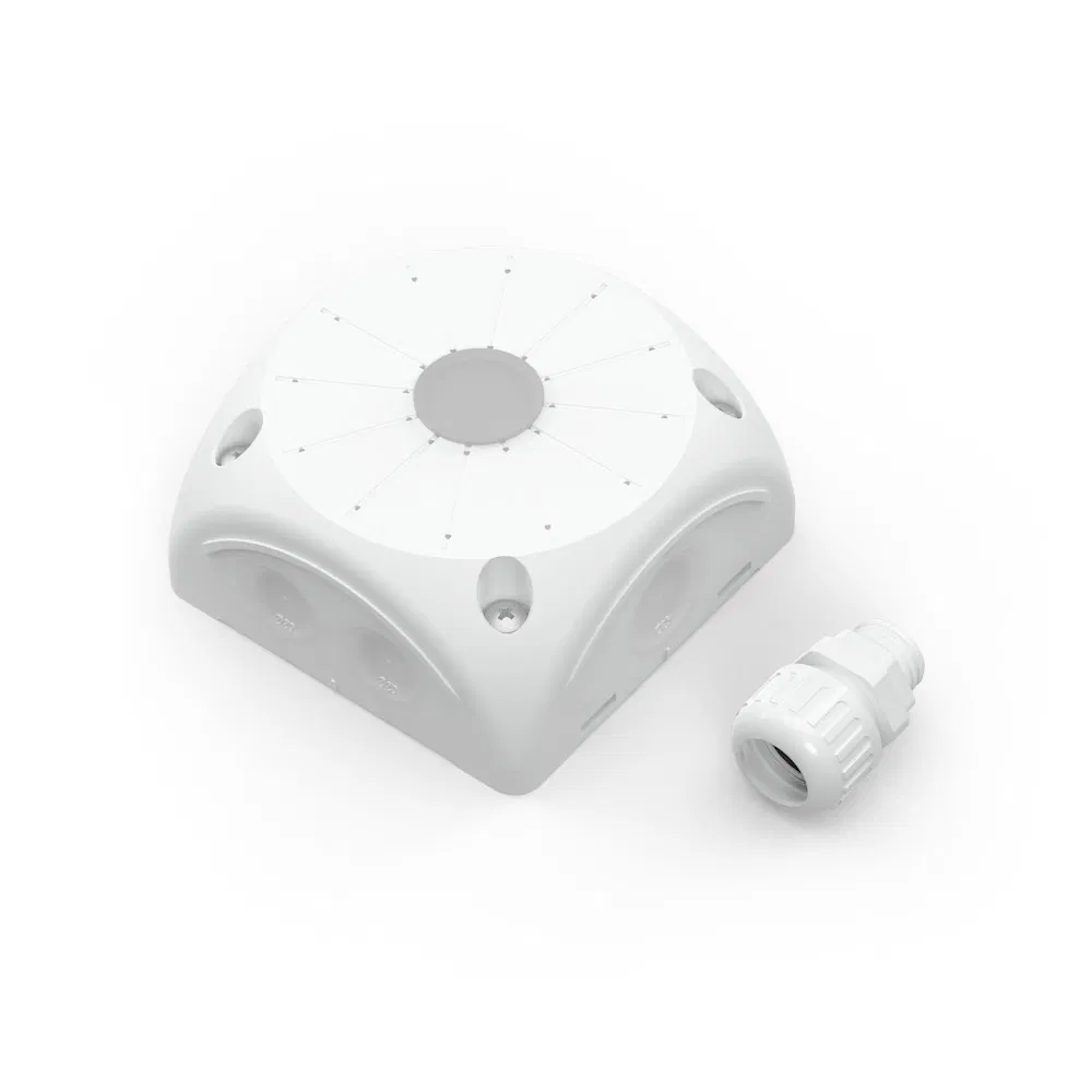 Two-component distribution box 60-0505-9003-ВМУ for video cameras with membranes white 100x100x50 with inlet coupling for GT Promrukav