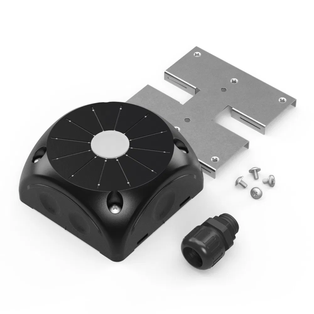 Two-component junction box 60-0505-9005-П-ВМУ for video cameras with membranes black 100x100x50 with plate and coupling Промрукав