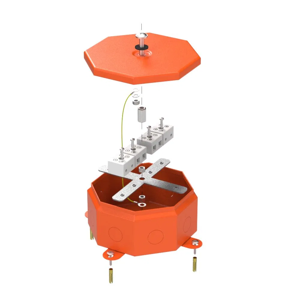 Коробка металлическая огнестойкая Октагон 70-0101-FR10.0-8 Е15-Е120 RAL2003 130х130х63 (9 шт/кор) Промрукав 70-0101-2004-FR10.0-8