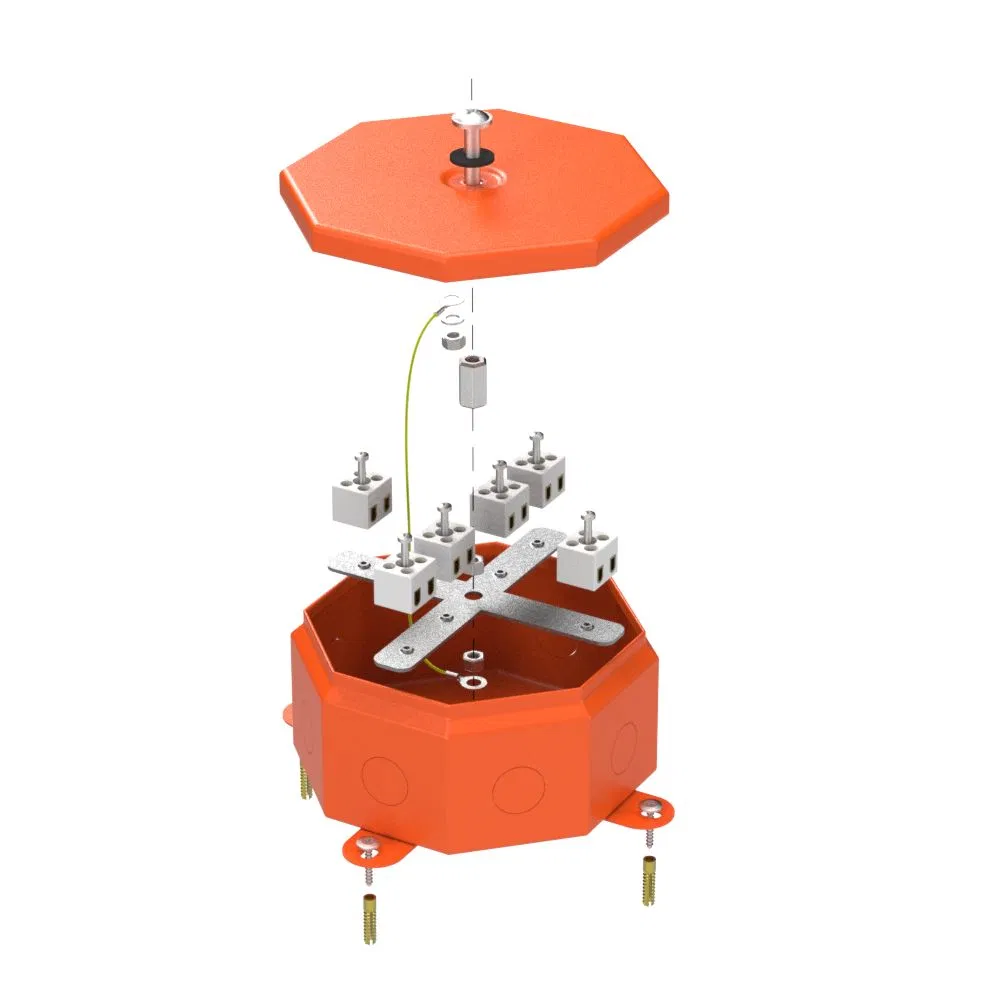 Коробка металлическая огнестойкая Октагон 70-0101-FR2.5-12 Е15-Е120 RAL2003 130х130х63 (9 шт/кор) Промрукав 70-0101-2004-FR2.5-12