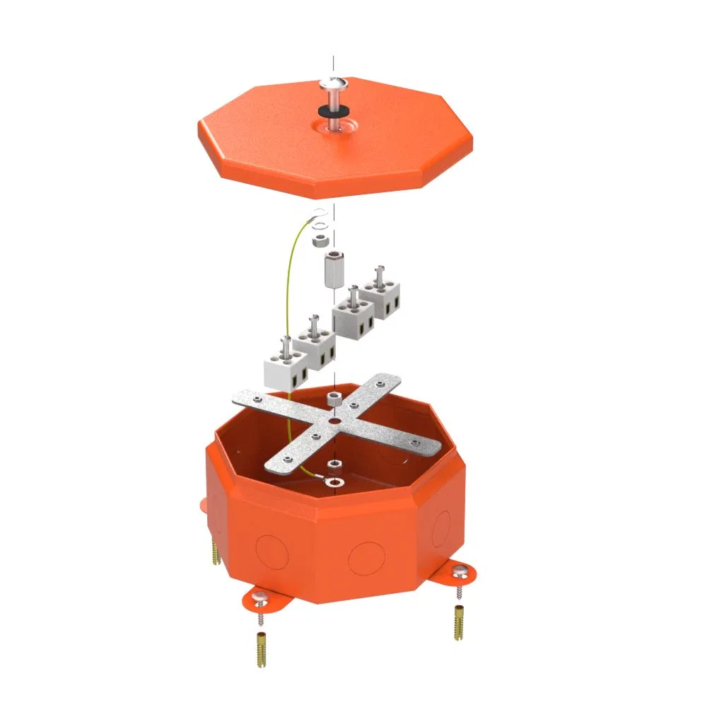 Коробка металлическая огнестойкая Октагон 70-0101-FR2.5-8 Е15-Е120 RAL2003 130х130х63 (9 шт/кор) Промрукав 70-0101-2004-FR2.5-8