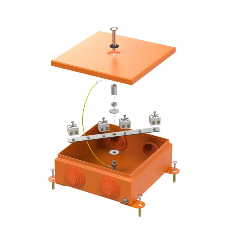 Fireproof box 150x150x60 70-0380-FR2.5-8 E15-E120 RAL2004 Promrukav 70-0380-2004-FR2.5-8
