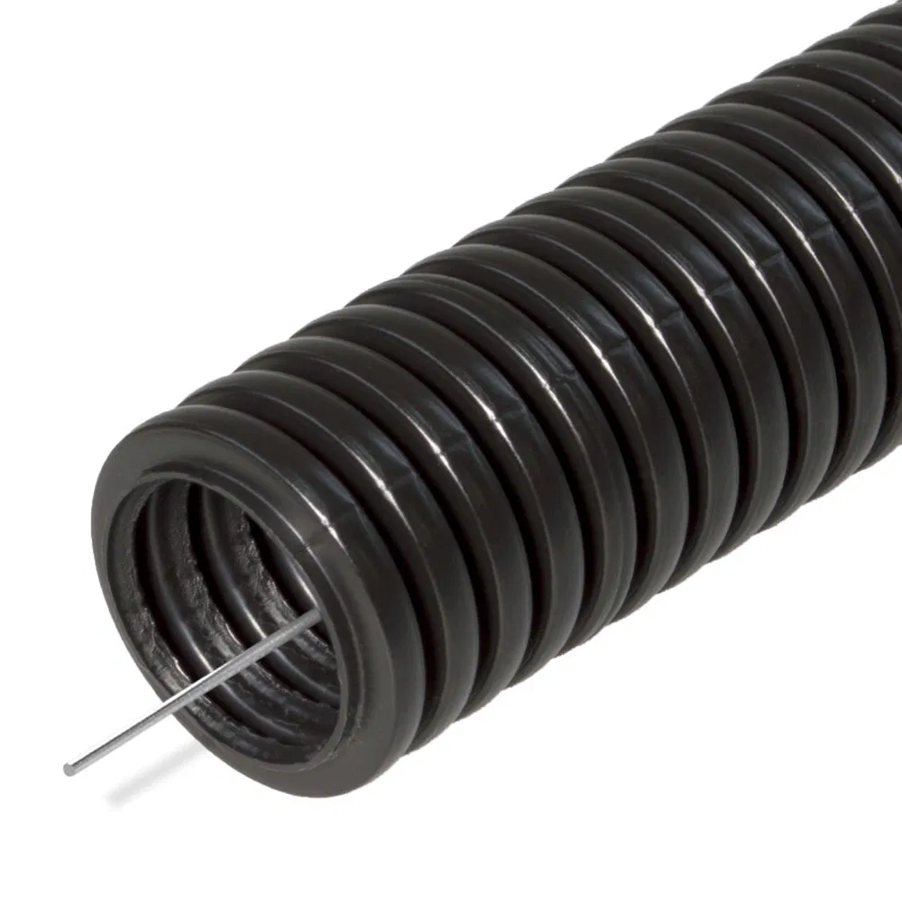 Corrugated PA pipe halogen-free (HF) UV-resistant black with connection d16 mm (50m/4950m pkg/pal) Promrukav PR02.01207