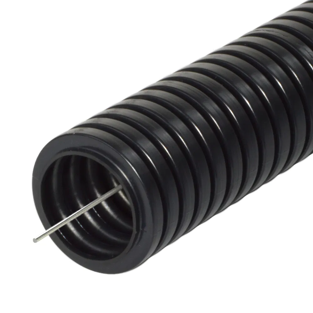 Corrugated PA pipe halogen-free (HF) UV-resistant black with grease d25 mm (25m/pk) Promruk