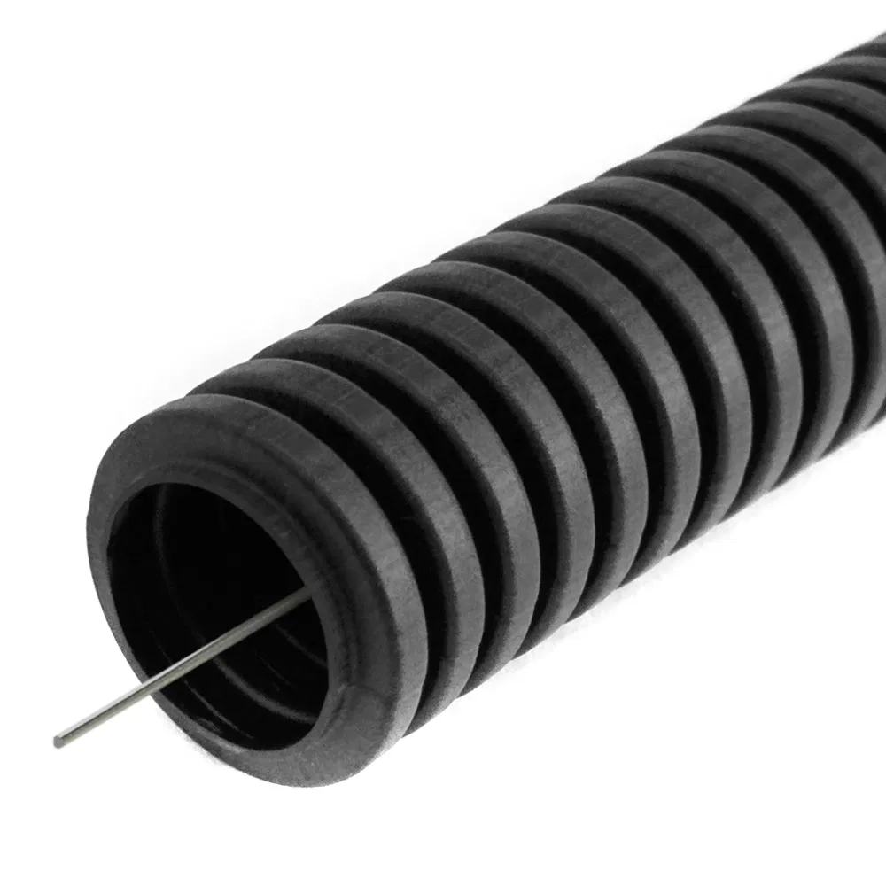 Corrugated pipe PLL heavy halogen-free (HF) non-flammable (NG) UV-resistant black s/z d25 (50m/2600m pkg/pal) Promrukav PR02.0291