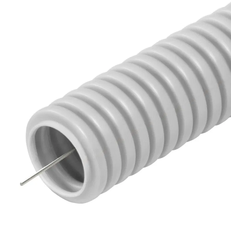 Corrugated HDPE pipe light d25mm with pull wire 350 N halogen-free (HF) UV resistant (pack 10m) Promrukav PR02.0454