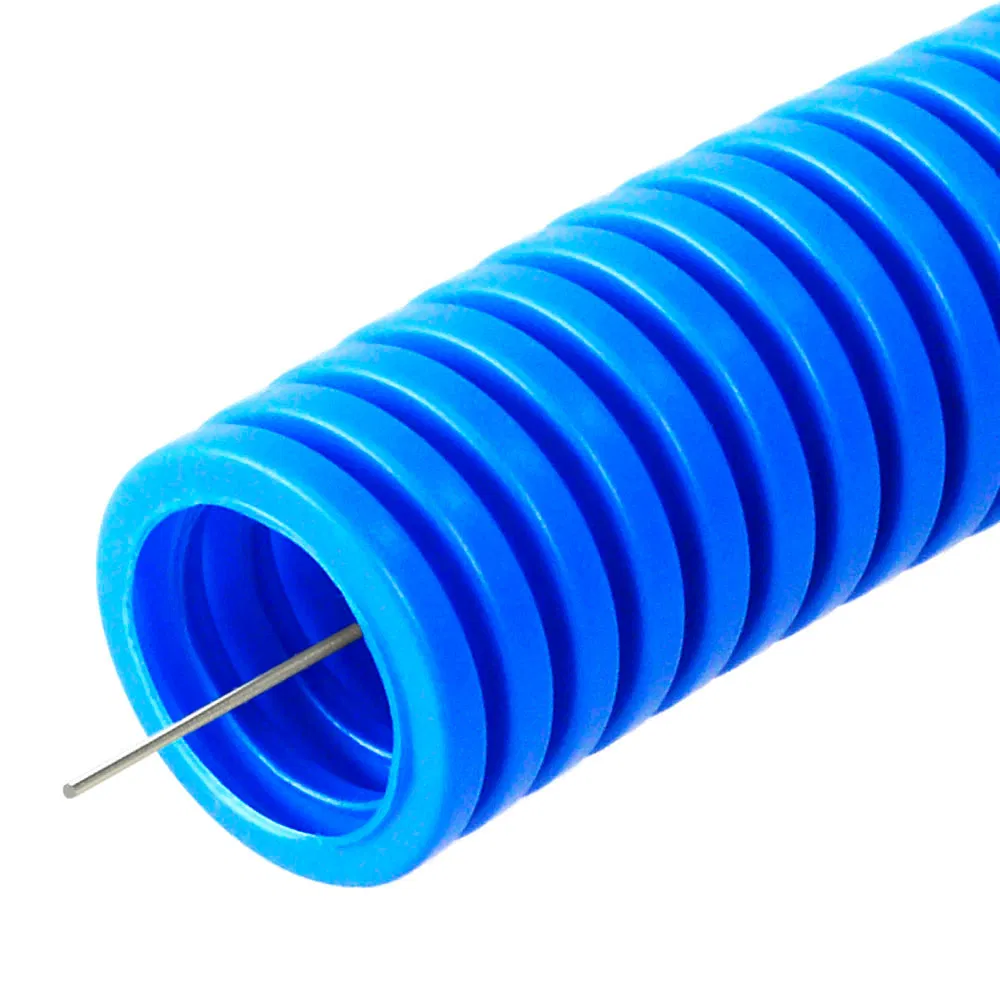 Corrugated PP pipe lightweight 350 N non-flammable (NG) blue s/z d50 mm (15m/660m/pk/pal) Promrukav PR02.0467