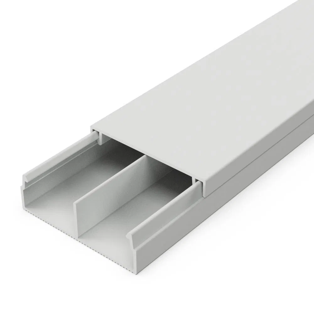 Cable trunking grey RAL 7035 2nd lock 30x10mm with divider (64m/pk) Promrukav PR03.00433