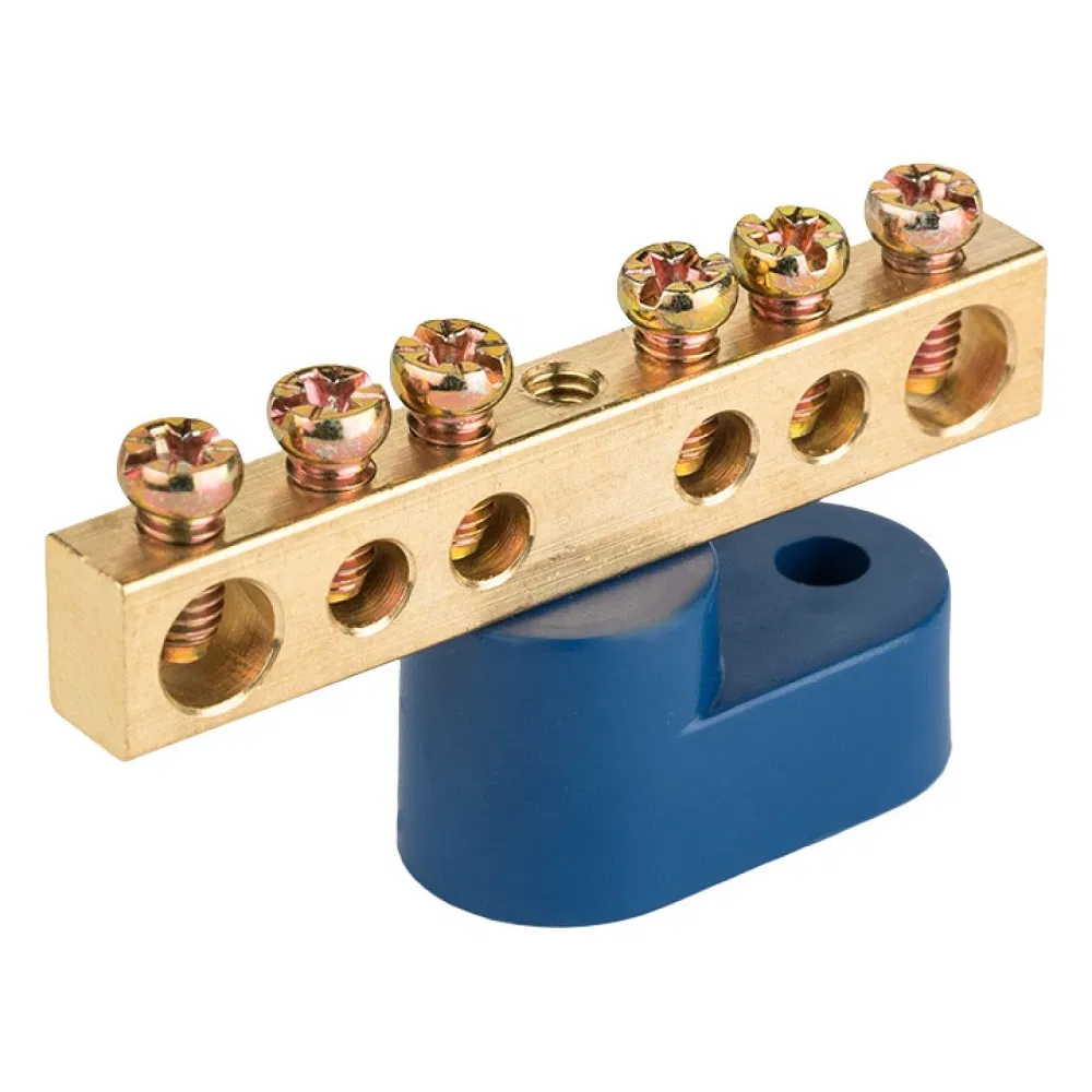 "N" busbar zero 6x9mm 6/1 (6 groups/center fastening) with one angle insulator (10 pcs/pack) Promrukav PR08.28907