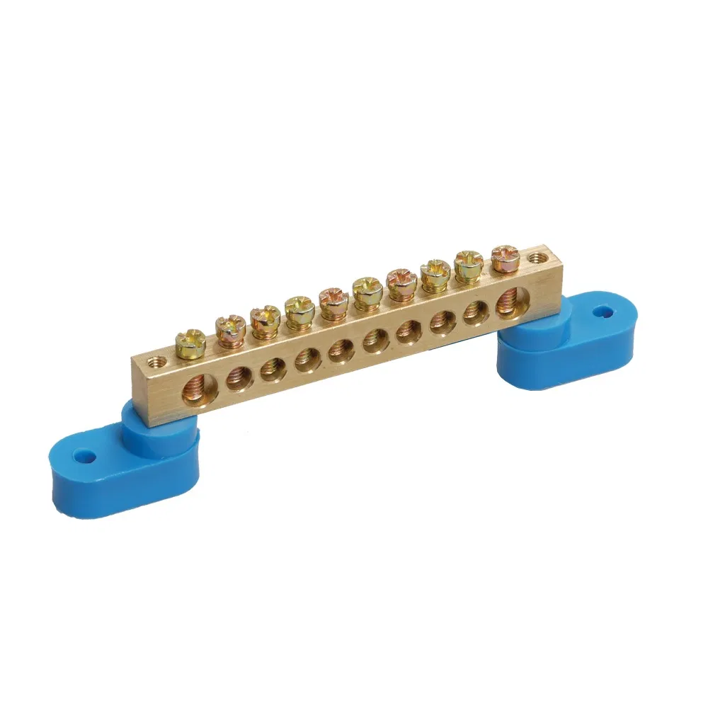 "N" busbar zero 6x9mm 10/2 (10 groups/fasteners at edges) with two angle insulators (10 pcs/pack) Promrukav PR08.28931