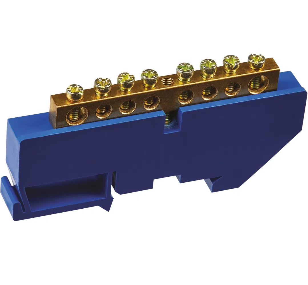 "N" busbar zero 6x9mm 8/1 (8 groups/center fastening) with DIN-rail insulator (20 pcs/pack) Promrukav PR08.28952