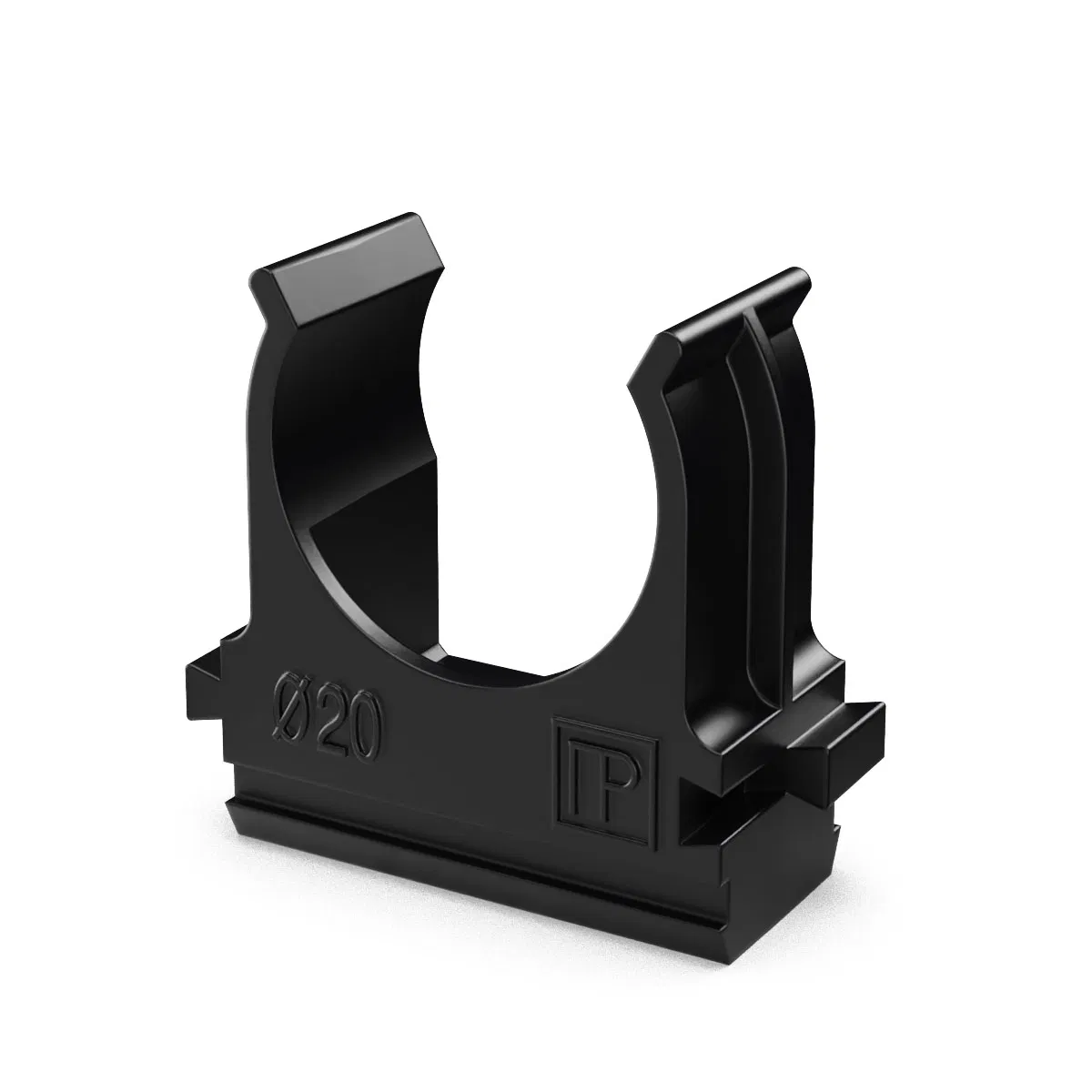Clip fastener for pipes Polystyrene black d20 mm in small packaging (10pcs/1000pcs pkg/box) Promrukav
