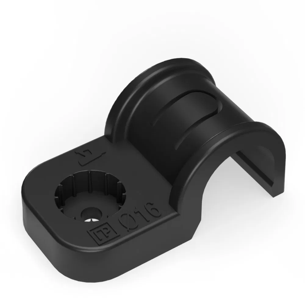 Plastic single-sided clip fastener for direct mounting, weather-resistant black, in corrugated box d16 mm (700pcs/box) Промрукав PR13.02547
