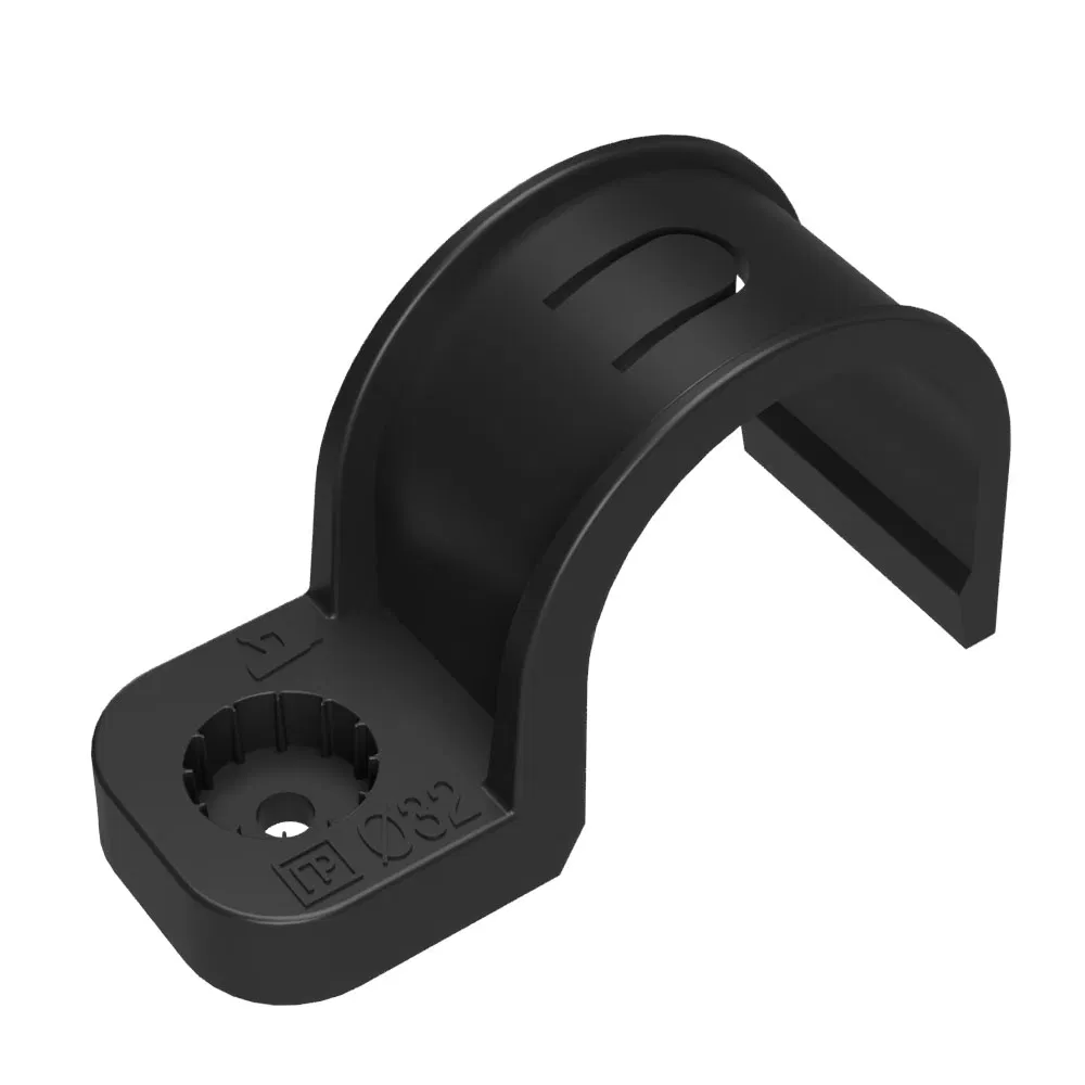 Plastic single-sided clip fastener for direct mounting, weather-resistant, black, in corrugated box d32 mm (350pcs/box) Промрукав PR13.02550