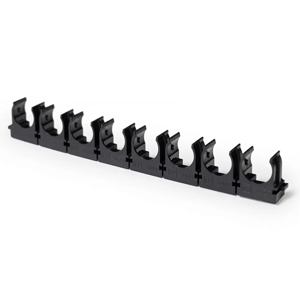 Pipe clip fastener for direct mounting, 8-hole, black, in corrugated box d20 mm (100 pcs/box) Promrukav PR13.02860