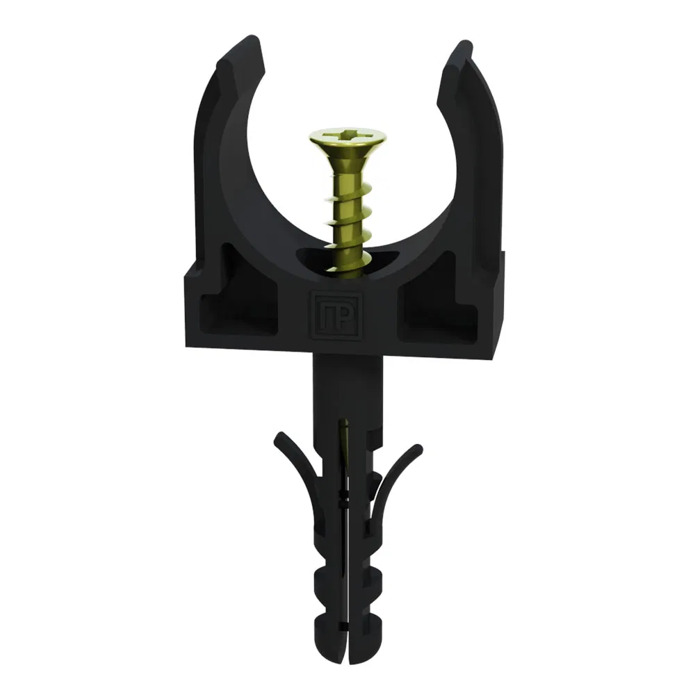 Clip fastener with plug and screw black d25 mm in small packaging (10pcs/450pcs pkg/box) Promrukav