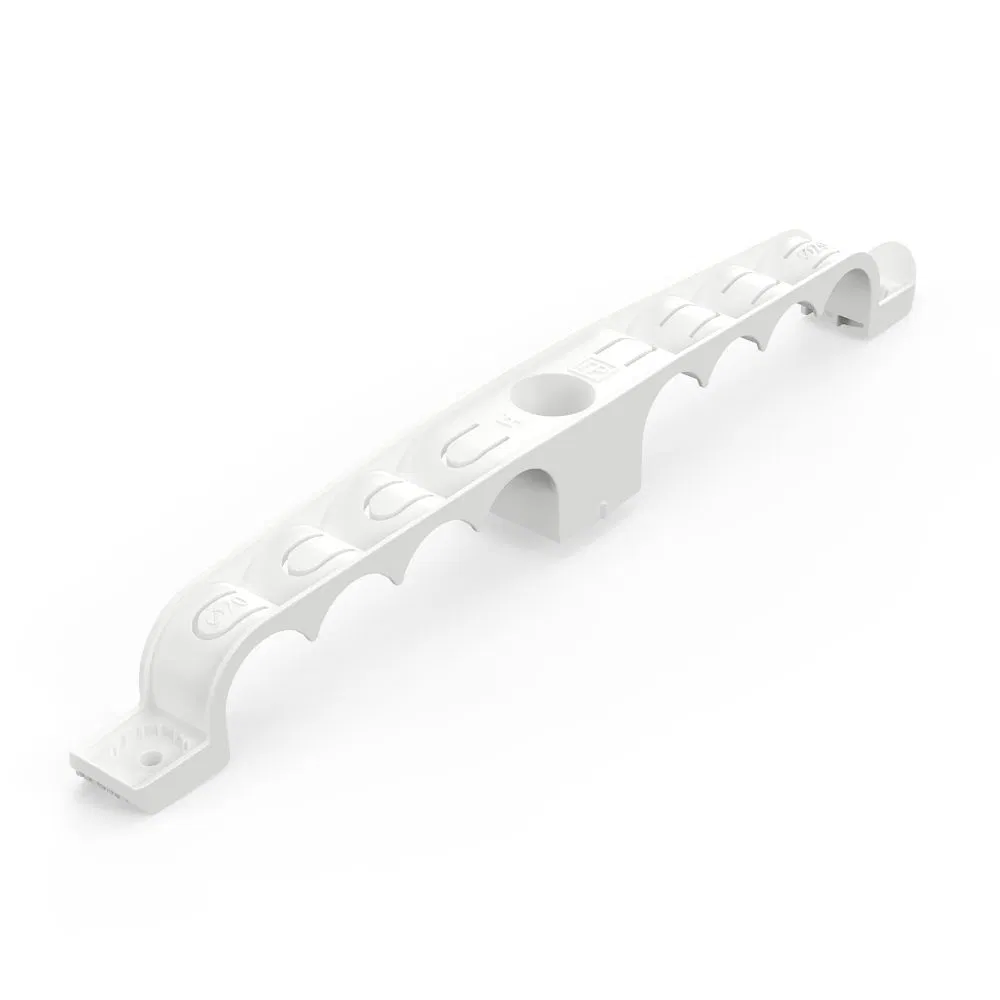 Double-sided pipe holder for direct mounting, 8 slots, in corrugated box, white d20 (100pcs/box) Промрукав PR13.03297