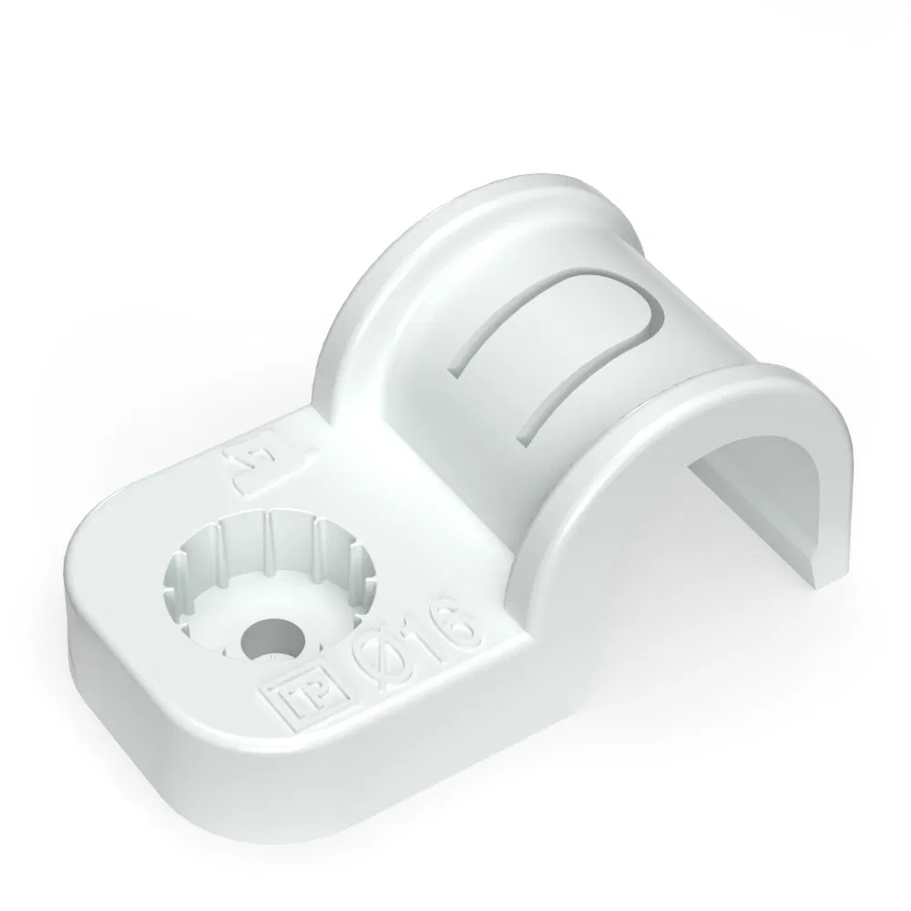 Plastic one-sided clip fastener for direct mounting, weather-resistant, white, in PE, d16 mm (50pcs)
