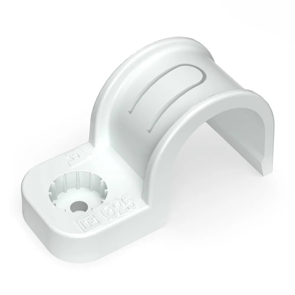 单面塑料直装式固定卡扣，耐候型，白色，PE，d25 mm (50个)
