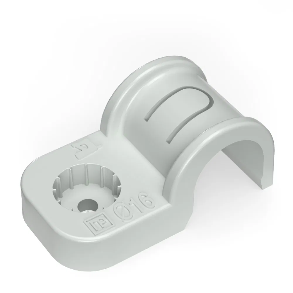 Plastic single-sided mounting clip for direct installation weather-resistant gray in PVC d16 mm (10pcs