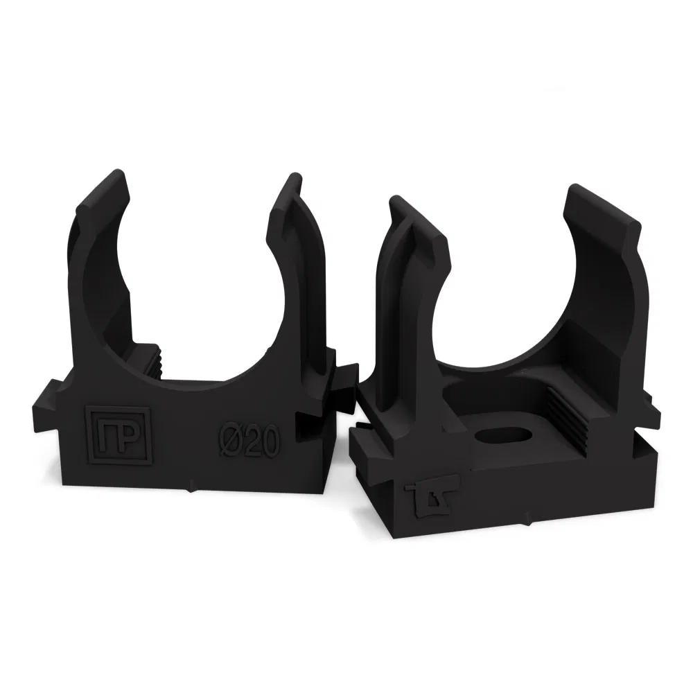 Pipe clip fastener for mounting gun black in corrugated box d20 mm (1200pcs/box) Promrukav