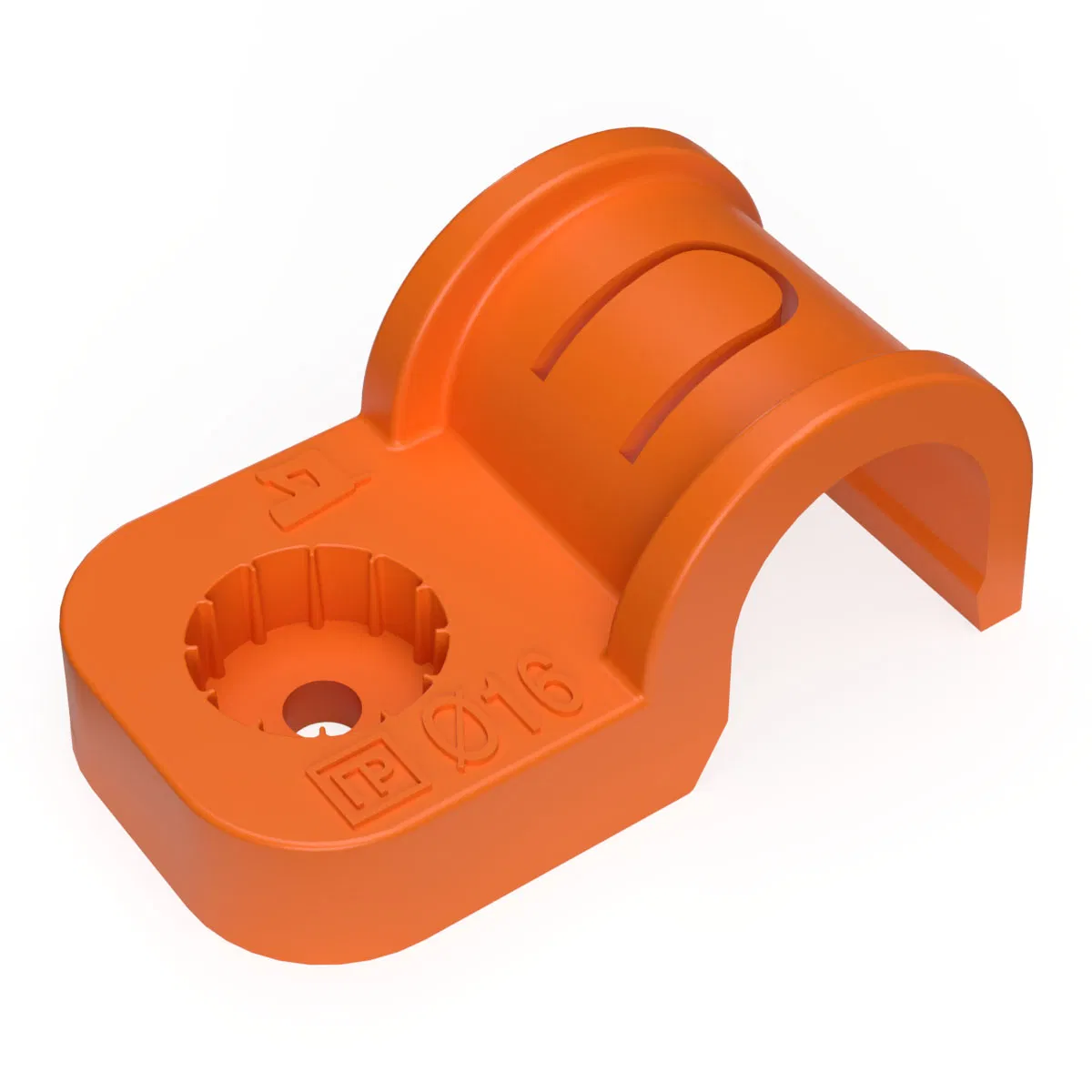 Plastic one-sided clip fastener for direct mounting, weather-resistant orange, PE, d16 mm (50pcs/750pcs pack/box) Promrukav PR13.1165