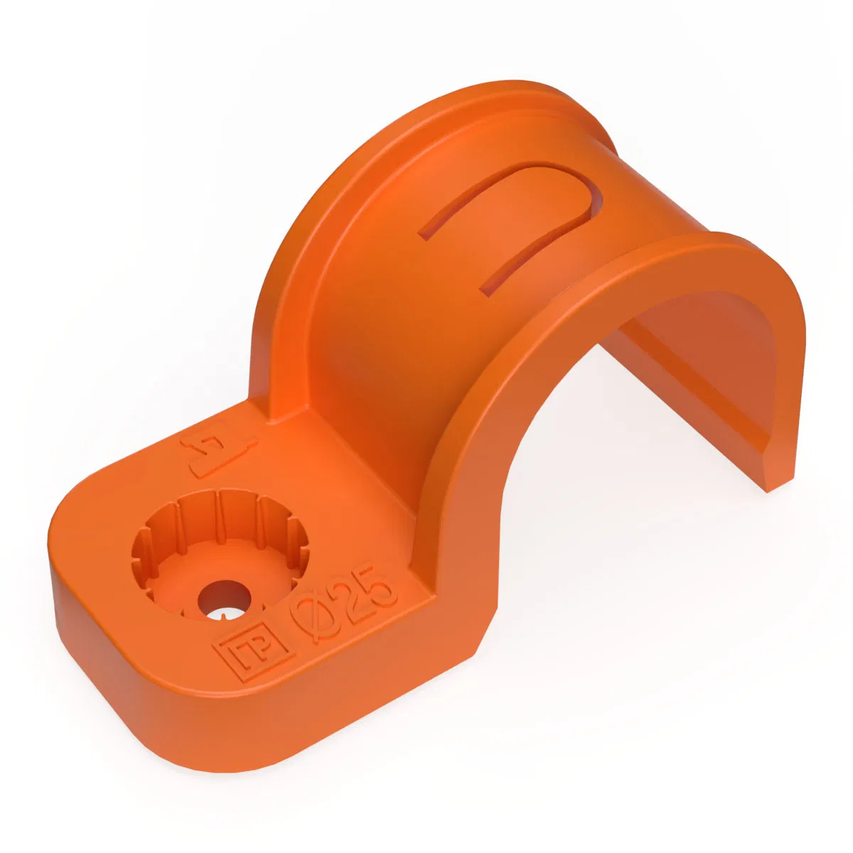 单面塑料直装式固定卡扣 耐候型 橙色 PE材质 d25 mm (50шт/450шт u/k) Промрукав PR13.1176