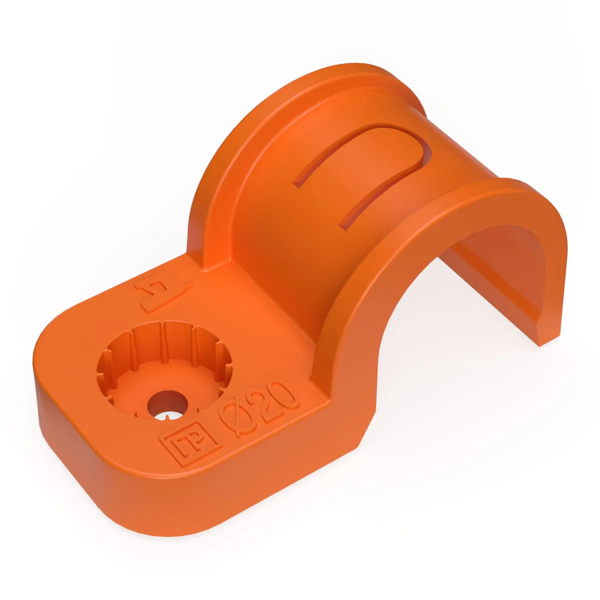 Plastic single-sided clip fastener for direct mounting, weather-resistant orange, PE, d20 mm (50pcs/600pcs pack/box) Promrukav PR13.1179