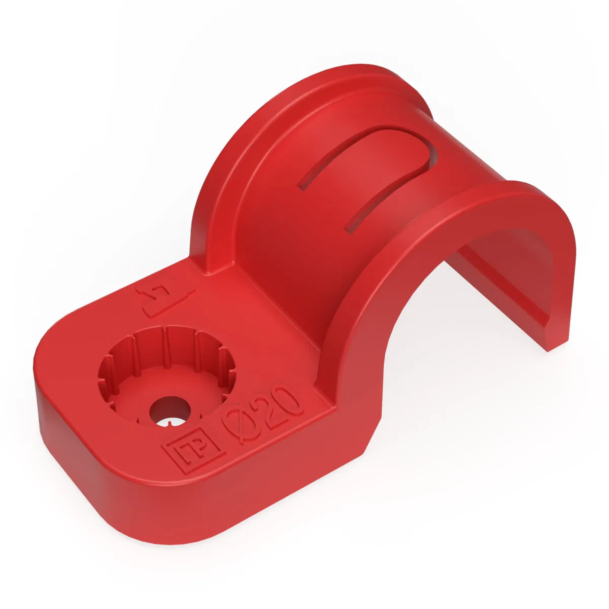 单面塑料直装式固定卡扣 耐候型红色 PE d20 mm (50шт/600шт u/k) Промрукав PR13.2057
