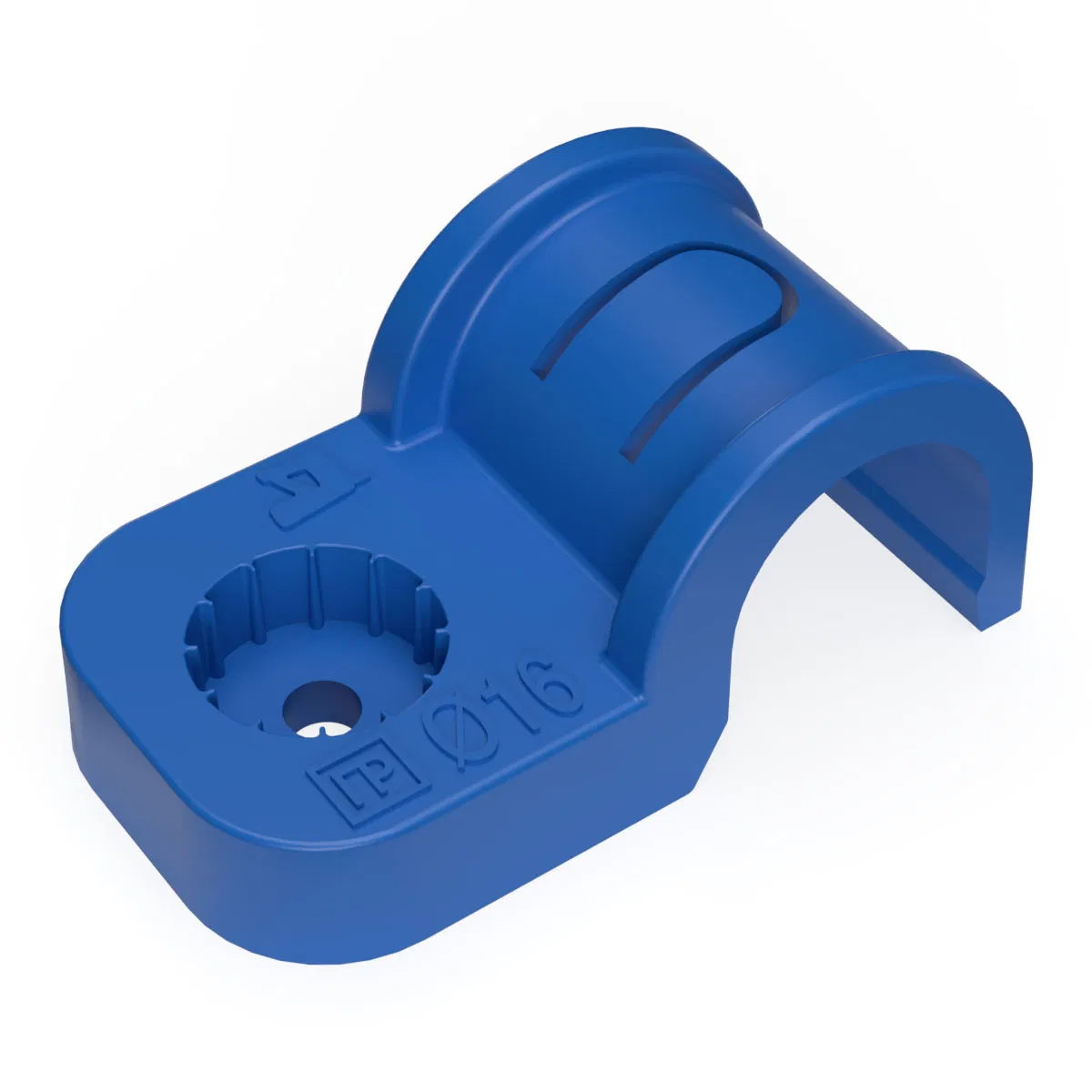 Plastic one-sided clip fastener for direct mounting, weather-resistant blue, PE, d16 mm (50pcs/750pcs pack/box) Promrukav PR13.2066